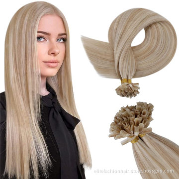 Wholesale high quality No any split pre bonded Nail Hair extension double drawn rumy human U tip Hair Hot fusion Hair extension